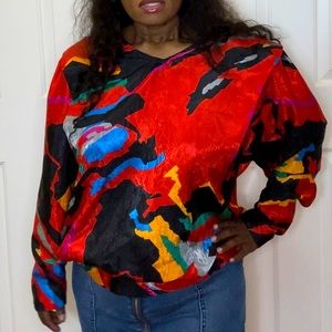 Women’s vintage red blouse with shoulder pads
